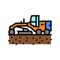 tractor prepare space for pipeline construction color icon vector illustration