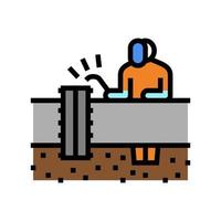 worker welding pipeline construction color icon vector illustration