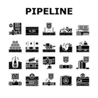 Pipeline Construction Collection Icons Set Vector