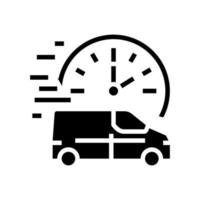 fast delivering vehicle free shipping glyph icon vector illustration