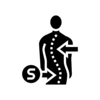 s-shaped scoliosis glyph icon vector illustration