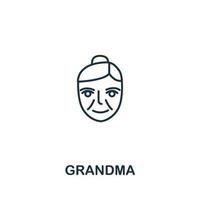 icono de la abuela de la colección de cuidado de ancianos. símbolo de abuela de elemento de línea simple para plantillas, diseño web e infografía vector