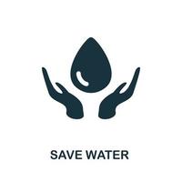 Guardar icono de agua. elemento simple de la colección de calentamiento global. icono creativo de ahorro de agua para diseño web, plantillas, infografías y más vector