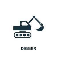 Digger icon from industrial collection. Simple line Digger icon for templates, web design and infographics vector