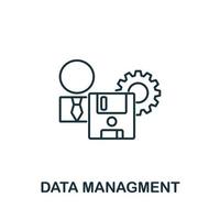 icono de gestión de datos de la colección Industry 4.0. símbolo de gestión de datos de elemento de línea simple para plantillas, diseño web e infografía vector