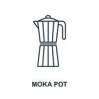 icono de moka pot de la colección de italia. icono de moka de línea simple para plantillas, diseño web e infografía vector