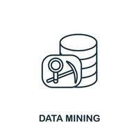 icono de minería de datos de la colección de aprendizaje automático. icono de minería de datos de línea simple para plantillas, diseño web e infografía vector