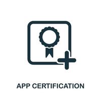 App Certification icon from mobile app development collection. Simple line App Certification icon for templates, web design and infographics vector