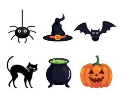 set icons of happy halloween vector