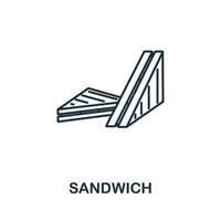 icono de sándwich de la colección de comida rápida. símbolo de sándwich de elemento de línea simple para plantillas, diseño web e infografía vector