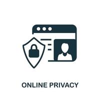 icono de privacidad en línea. elemento simple de la colección de seguridad de Internet. icono creativo de privacidad en línea para diseño web, plantillas, infografías y más vector