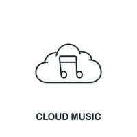 ícono de música en la nube de la colección de música. icono de música en la nube de línea simple para plantillas, diseño web e infografía vector