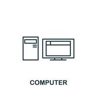 Computer icon from office tools collection. Simple line Computer icon for templates, web design and infographics vector