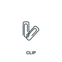 icono de clip de la colección de herramientas de oficina. icono de clip de línea simple para plantillas, diseño web e infografía vector