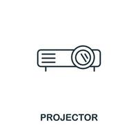icono del proyector de la colección de herramientas de oficina. icono de proyector de línea simple para plantillas, diseño web e infografía vector