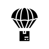 cardboard down on parachute free shipping glyph icon vector illustration