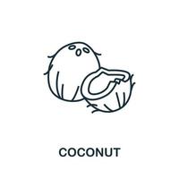 ícono de coco de la colección de frutas. símbolo de coco de elemento de línea simple para plantillas, diseño web e infografía vector