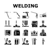 Welding Machine Tool Collection Icons Set Vector