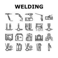 Welding Machine Tool Collection Icons Set Vector