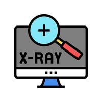 x-ray radiology researching on computer screen color icon vector illustration