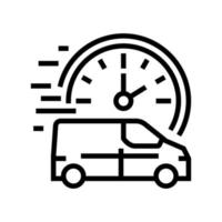 ilustración de vector de icono de línea de envío gratuito de vehículo de entrega rápida