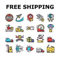 Free Shipping Service Collection Icons Set Vector