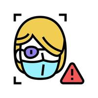 non-recognition face id because of eye patch and facial mask color icon vector illustration