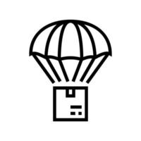 cardboard down on parachute free shipping line icon vector illustration