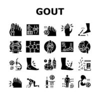 Gout Health Disease Collection Icons Set Vector