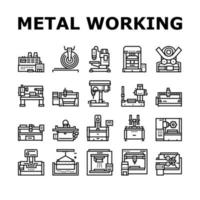 Metal Working Machine Collection Icons Set Vector