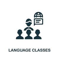 icono de clases de idiomas. elemento simple de la colección de cursos en línea. icono de clases de lenguaje creativo para diseño web, plantillas, infografías y más vector