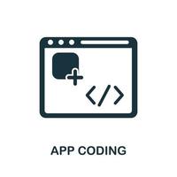 App Coding icon from mobile app development collection. Simple line App Coding icon for templates, web design and infographics vector