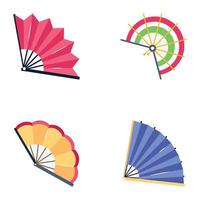 Collection of Hand Fans Flat Vectors