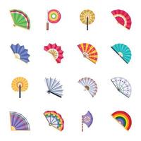 Vectores de pack handheld fans flat