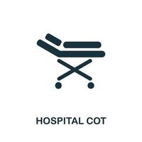 conjunto de iconos de cuna de hospital. cuatro elementos en diferentes estilos de la colección de iconos de medicina. iconos creativos de cuna de hospital llenos, contornos, símbolos de colores y planos vector