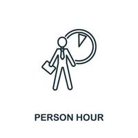 Person Hour icon from headhunting collection. Simple line Person Hour icon for templates, web design and infographics vector