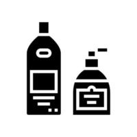 gel de ducha, botellas de jabón y crema glifo icono vector ilustración
