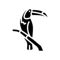 pájaro tucán en la ilustración de vector de icono de glifo de zoológico