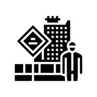 engineer on construction yard glyph icon vector illustration