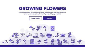 Growing Flowers Plants Landing Header Vector