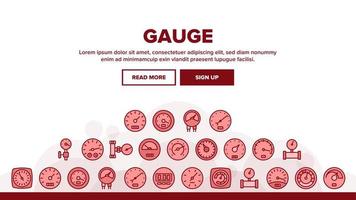 Gauge Meter Equipment Landing Header Vector