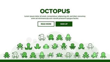 Octopus Ocean Mollusk Landing Header Vector