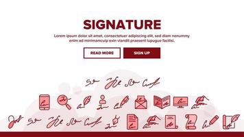 Signature Signing Landing Header Vector