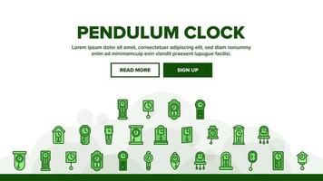 Pendulum Clock Device Landing Header Vector