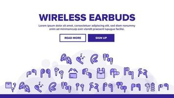 Wireless Earbuds Stereo Landing Header Vector