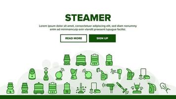 Steamer Domestic Tool Landing Header Vector