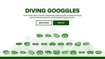 Diving Goggles Tool Landing Header Vector