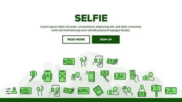 Selfie Photo Camera Landing Header Vector