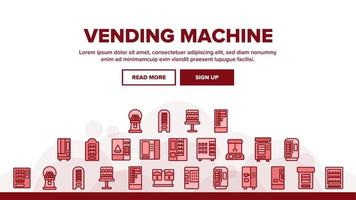 Vending Machine Selling Service Landing Header Vector