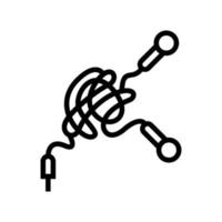 tangle earphone cable line icon vector illustration